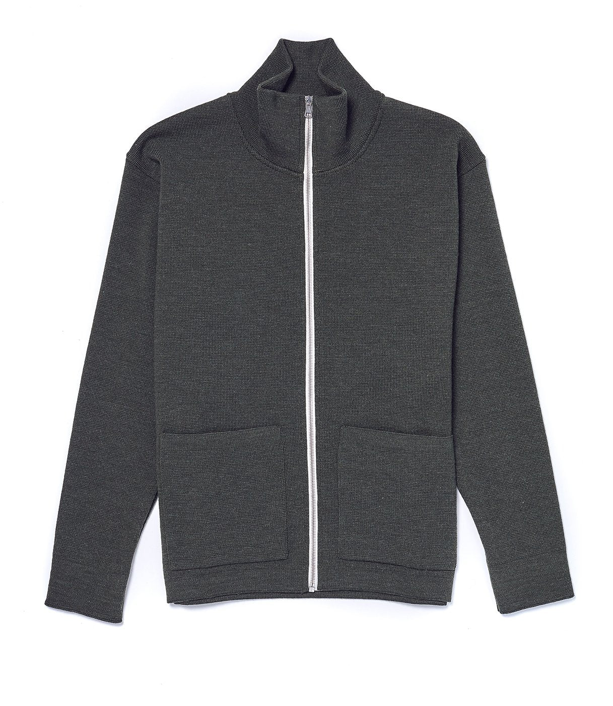 Khaki Merino Zip-Thru Jacket